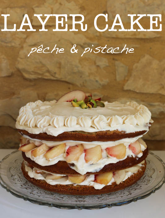 layer cake pêche pistache vegan