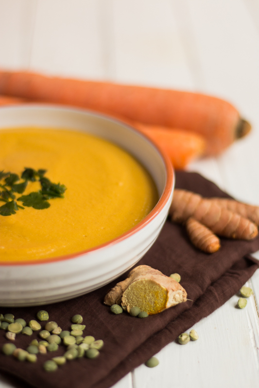 recette soupe pois cassÃ©s carottes, lait de coco, gingembre et curcuma