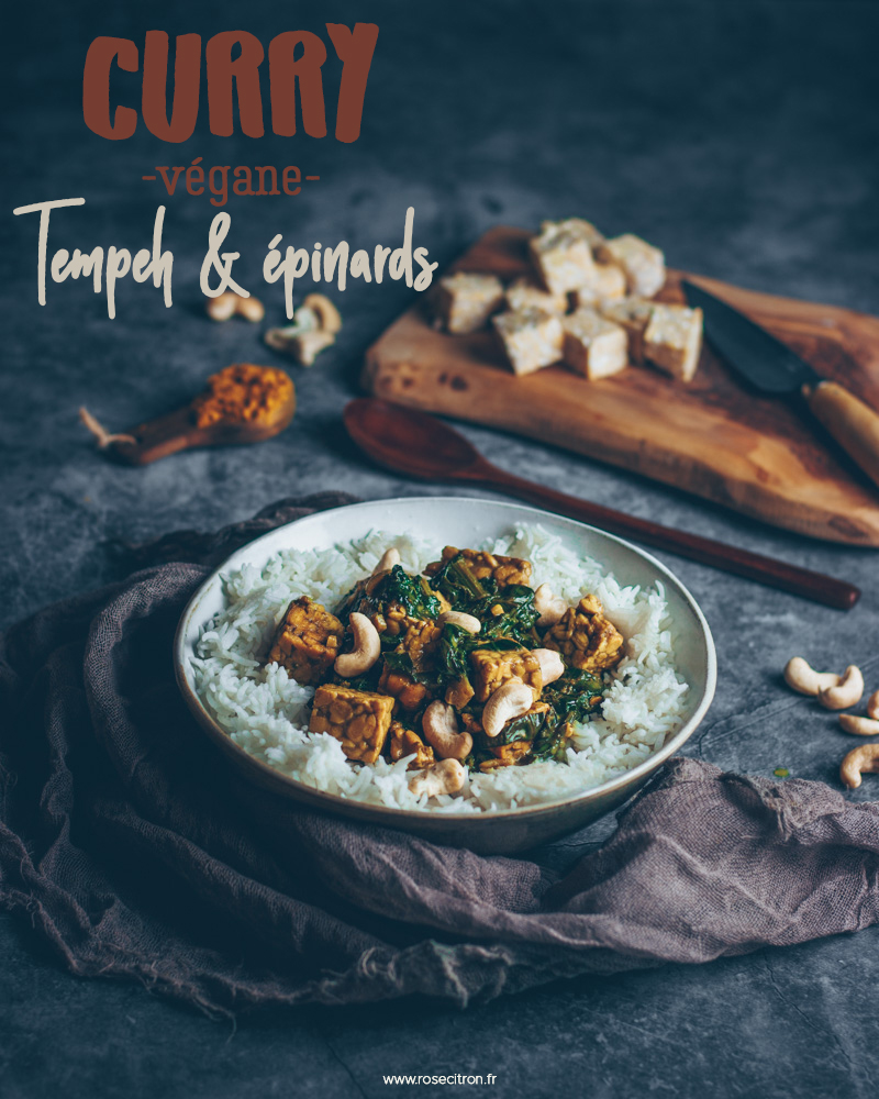 curry tempeh epinard vegan